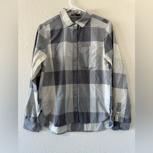 NWT Prana Wildsee Top Grey White Gravel Snap Button Long Sleeve S